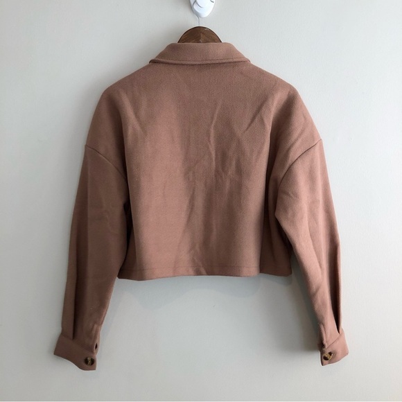 Shein Soft Comfy Fall Long Sleeve Button Down Crop Jacket Coat Top Brown - Picture 5 of 10
